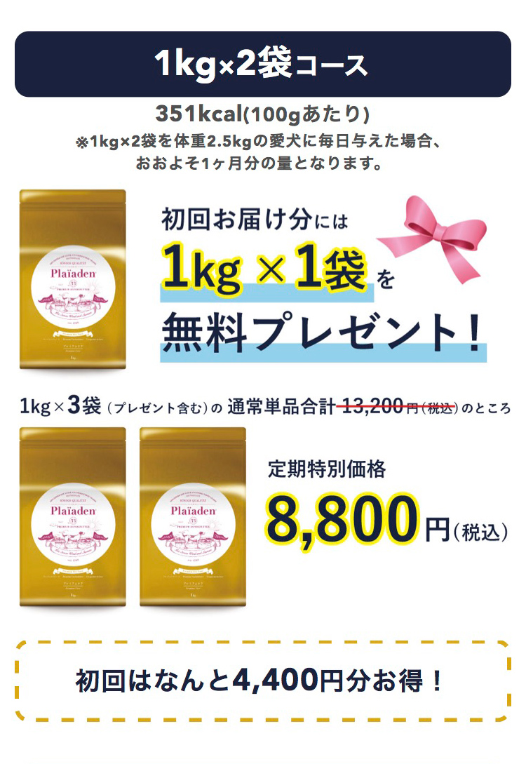 初回限定プレミアムケア1kg×1袋プレゼント