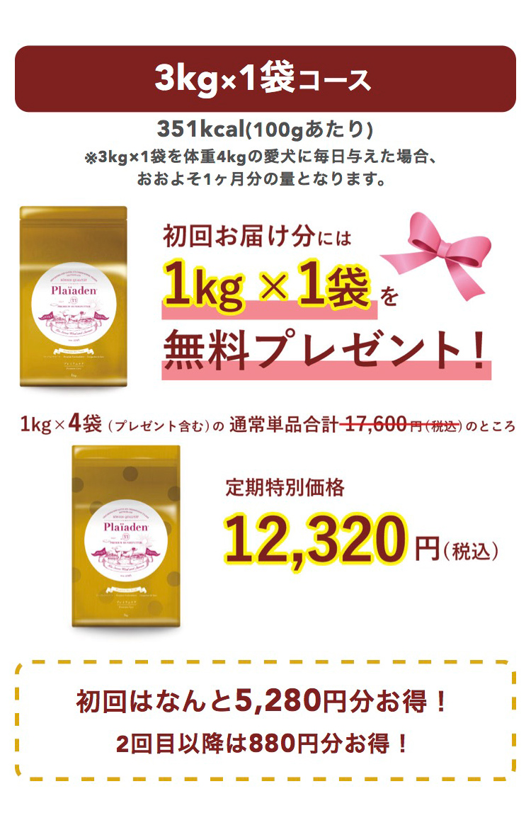初回限定プレミアムケア1kg×1袋プレゼント