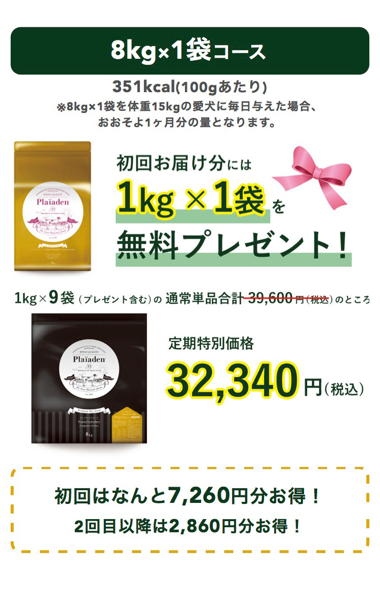 初回限定プレミアムケア1kg×1袋プレゼント