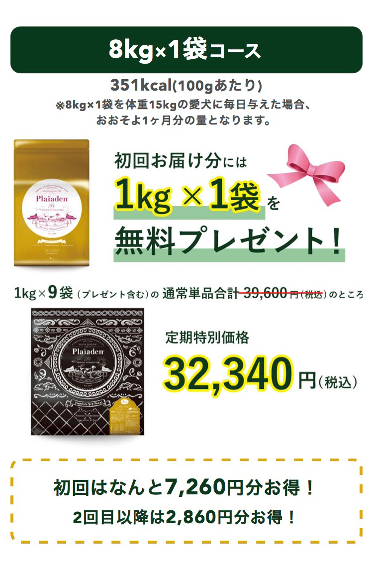 初回限定プレミアムケア1kg×1袋プレゼント