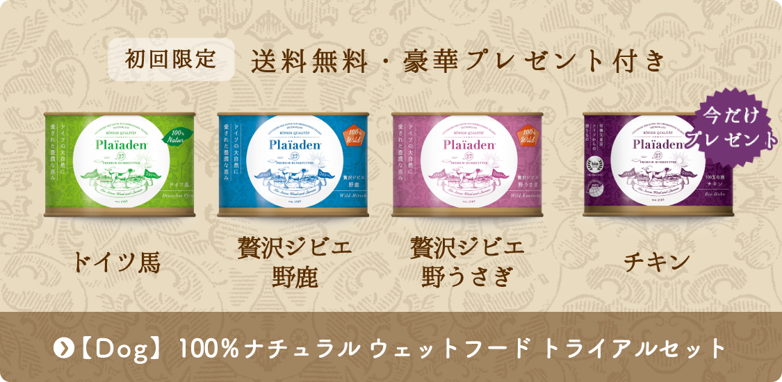 初回限定 送料無料・豪華プレゼント付き「Dog　100％ナチュラルウェットフードトライアルセット」